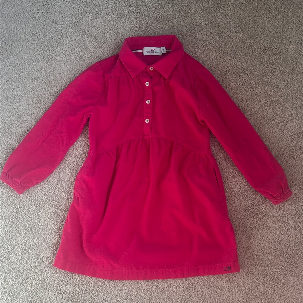 Vineyard Vines Girls Pink Corduroy Shirtdress, XS